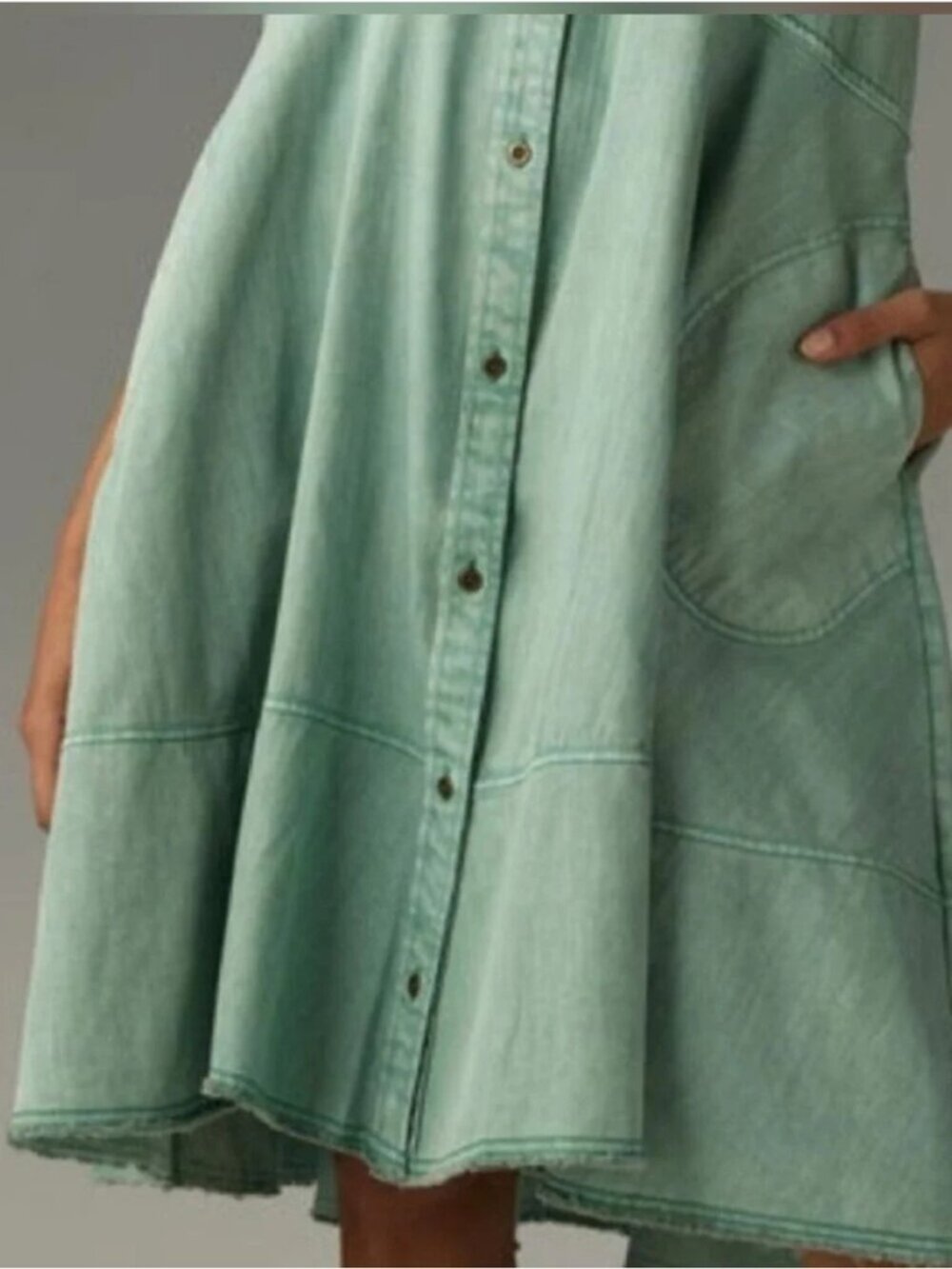 ANTHROPOLOGIE PILCRO Sleeveless Halter Swing Midi Dress Sz M Mint Green - Picture 3 of 13